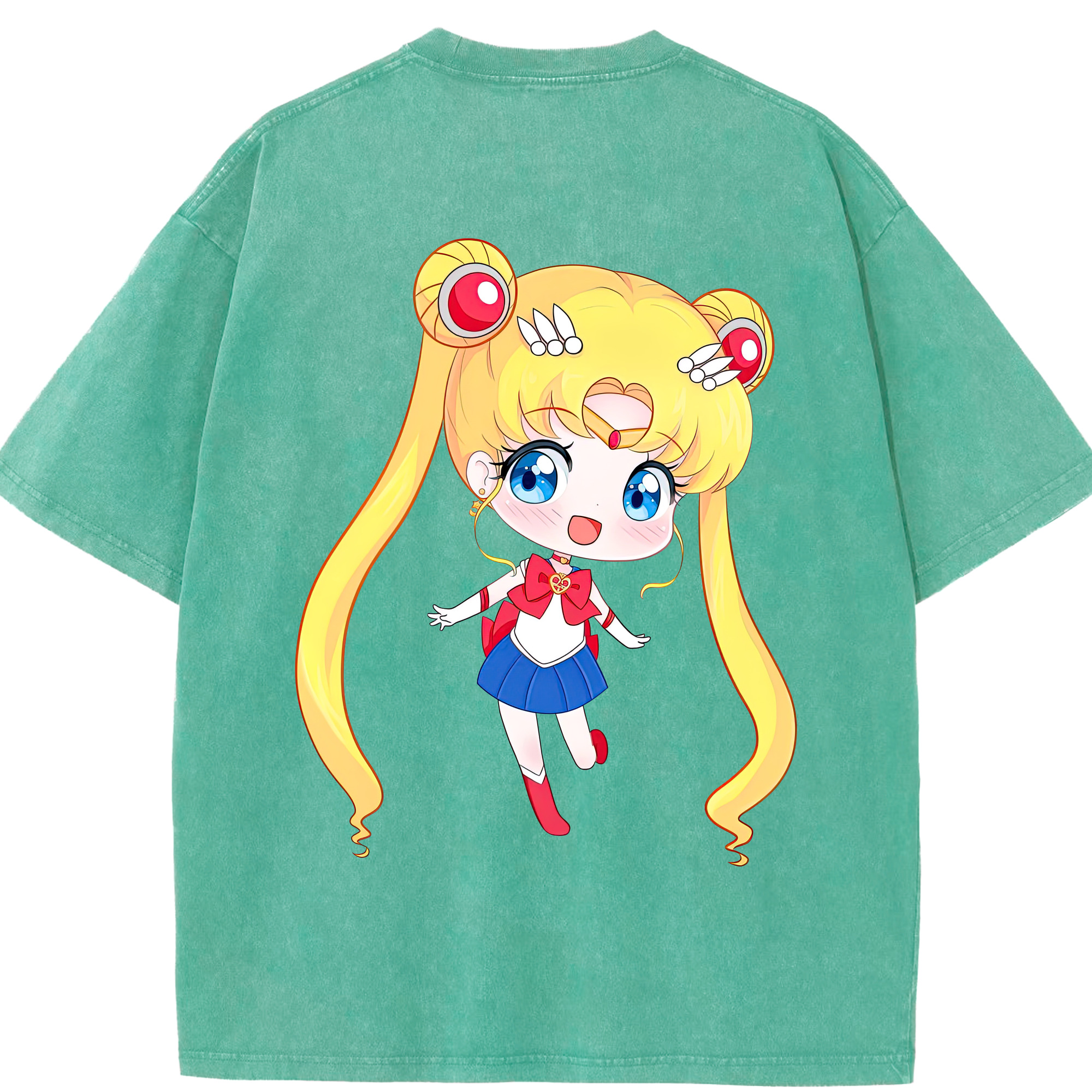（画像用） 美少女戦士セーラームーン 月野 うさぎ つきの うさぎ Sailor Moon Tsukino Usagi 綿100% ヴィンテージ風 半袖Tシャツ（背面プリント）
